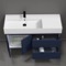Wall Mounted Bathroom Vanity, Modern, Blue, 36
